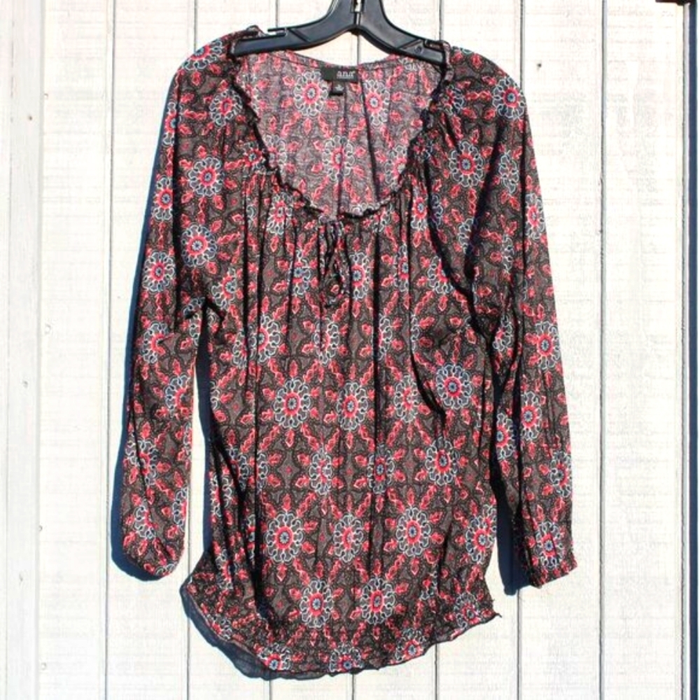 a.n.a A New Approach Floral Peasant Top - Size XL - Boho Style